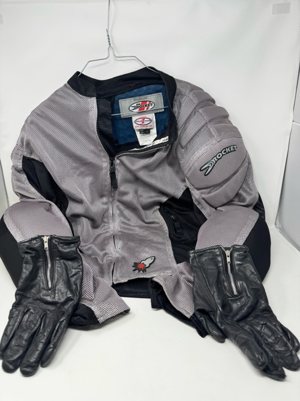 Vintage 2003 Joe Rocket Gray Motorcycle Jacket with Black Accents men size  LG